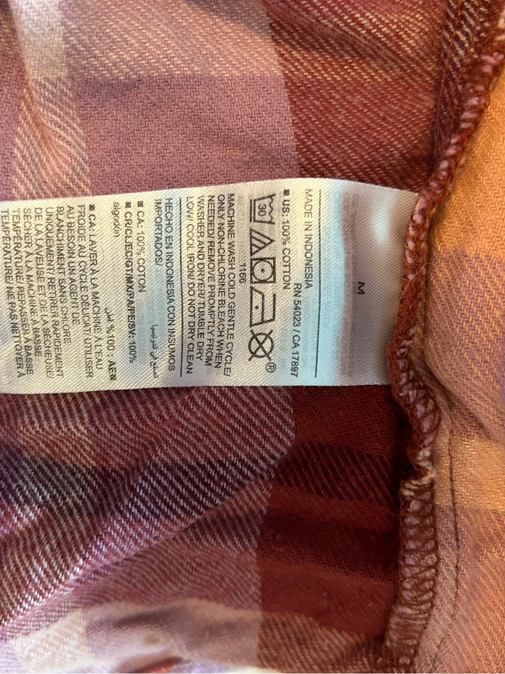 Women’s Plaid Flannel Shirt Jacket - Rust Multi - Picture 3 of 4